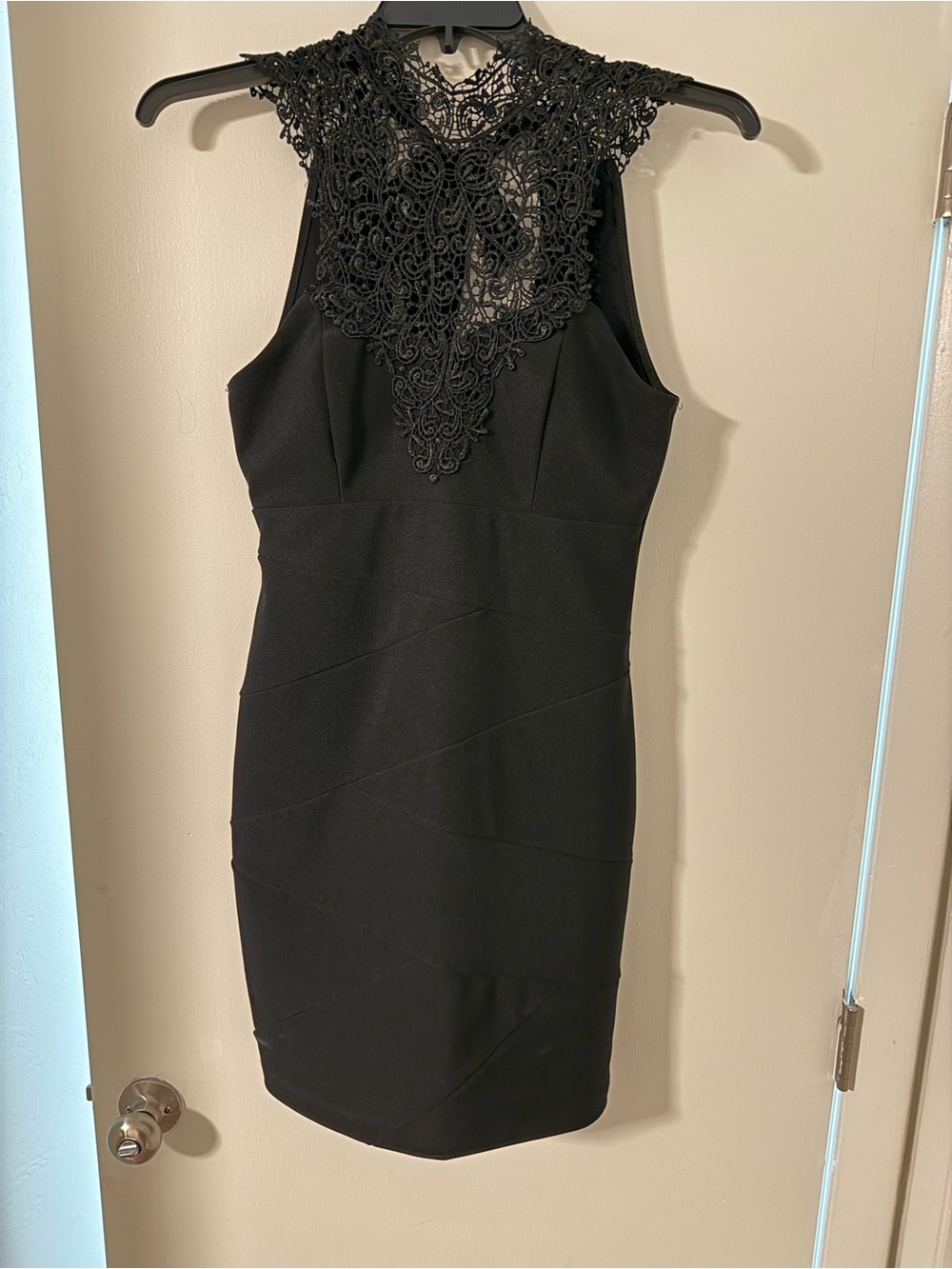 Honey and Rosie Black Lace Yoke Sheath Dress